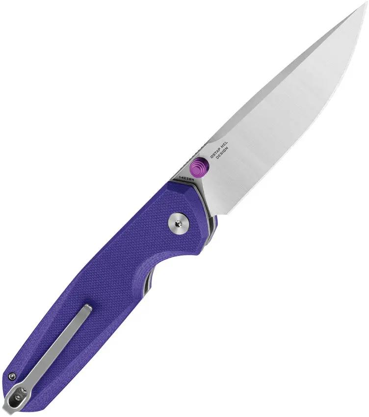 Bestech Knives Bestechman Velix Button Lock Folding Knife BMK07C Vibrant Purple G10 Handle 14C28N For EDC Enthusiasts by Bestech Knives