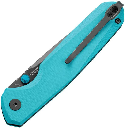 Bestech Knives Velix Button Lock EDC Knife With 14C28N Sandvik Blade Teal G10 Handle by Bestech Knives