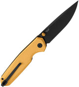 Bestech Knives Velix Button Lock EDC Knife With Yellow G10 Handle 14C28N Blade Black PVD by Bestech Knives