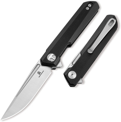 Bestechman Mini Dundee BMK08A EDC Knife With 3 Inch D2 Blade Stonewash Satin Finish Black G10 Handle Slip Joint by Bestech Knives