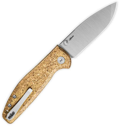 Bestech Knives Bestechman Goodboy Jr Gold Crystalized Titanium EDC Enthusiasts MagnaCut Drop Point Blade by Bestech Knives