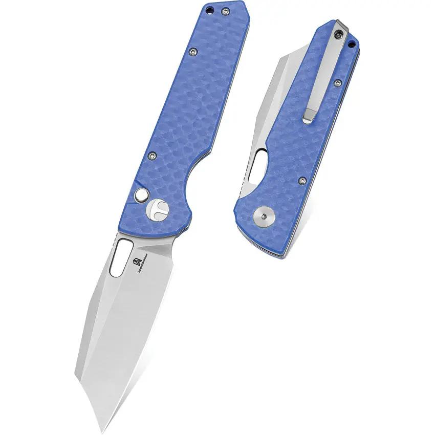 Bestech Knives Bestechman Guardian B Lock BMK11D With D2 Satin Blade Blue G10 Handle Carbon Fiber Pattern EDC by Bestech Knives