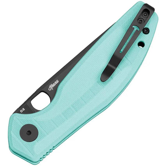 Bestechman Angry Owl EDC Knife by Bestech Knives with D2 Tool Steel Blade and Teal G10 Handle by Bestech Knives