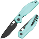 Bestechman Angry Owl EDC Knife by Bestech Knives with D2 Tool Steel Blade and Teal G10 Handle by Bestech Knives