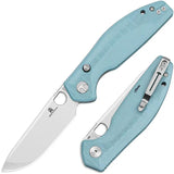 Bestech Knives Angry Owl B Lock EDC Knife With D2 Blade Satin Finish Blue Gray G10 Handle Lanyard Hole by Bestech Knives