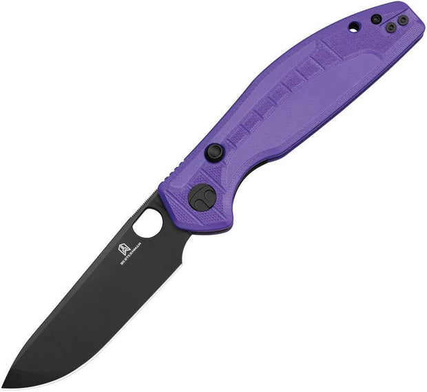 Bestech Knives Angry Owl B Lock BMK12E-2 With D2 Tool Steel Blade Purple G10 Handle Black PVD Finish EDC Ready by Bestech Knives