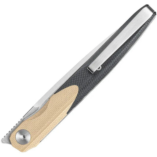 Bestechman Lanza Knife Linerlock Bestech Knives EDC Fans 4In Closed 3.5In Satin Stonewash 14C28N G10 Khaki Black by Bestech Knives