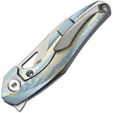 Bestech Knives Reticulan Framelock EDC Knife With 2In CPM S35VN Blade And Blue Titanium Handle Elijah Isham Collab by Bestech Knives