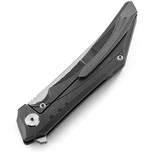 Bestech Knives Premium Kamoza Framelock Knife Gray Titanium Handle M390 Blade Extended Tang EDC Ready by Bestech Knives