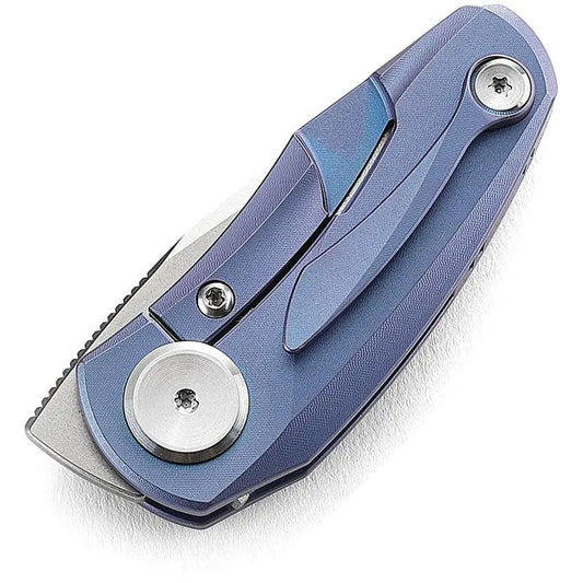 Bestech Knives Tulip Framelock Blue Titanium EDC Knife With 1.25 In Bohler M390 Blade And 2.5 In Closed Length by Bestech Knives