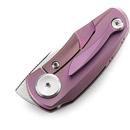 Bestech Tulip Framelock Knife Purple Titanium Handle 1.25 Inch M390 Blade Ceramic Bearings EDC Companion by Bestech Knives