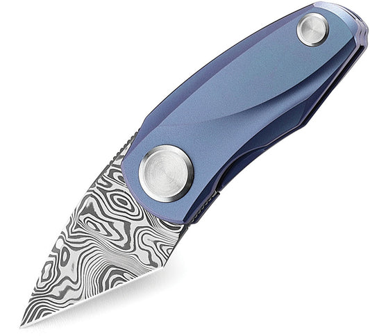 Bestech Tulip Framelock Damasteel Blue Titanium EDC Knife For Collectors And Enthusiasts by Bestech Knives