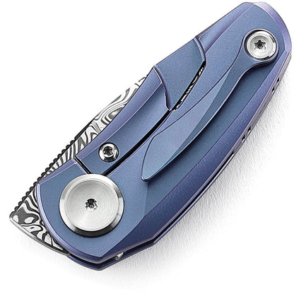 Bestech Tulip Framelock Damasteel Blue Titanium EDC Knife For Collectors And Enthusiasts by Bestech Knives