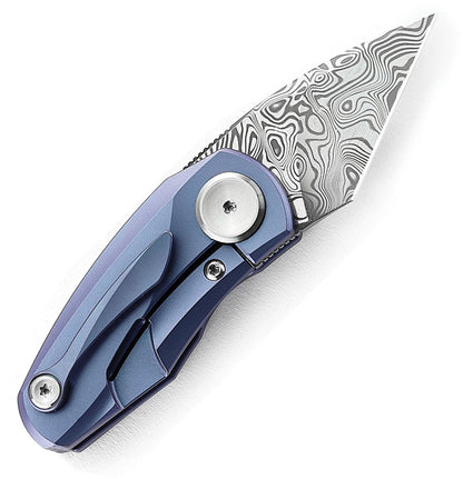 Bestech Tulip Framelock Damasteel Blue Titanium EDC Knife For Collectors And Enthusiasts by Bestech Knives