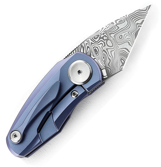 Bestech Tulip Framelock Damasteel Blue Titanium EDC Knife For Collectors And Enthusiasts by Bestech Knives