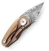 Bestech Knives Tulip Damasteel Framelock Pink Knife for EDC Enthusiasts with Damasteel Blade and Pink Titanium Handle by Bestech Knives