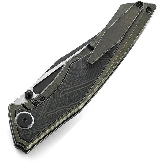 Bestech Togatta Framelock EDC Knife BT2102E Bohler M390 Tanto Premium Bronze Ti Handle Timascus Onlay by Bestech Knives