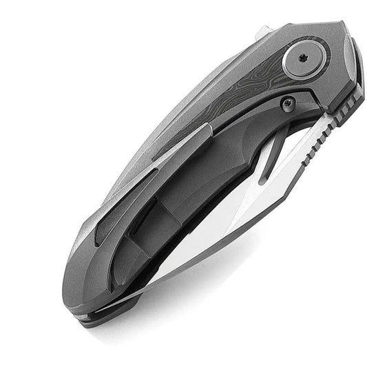 Bestech Knives Nuke Framelock Knife M390 Blade Titanium Handle With Green G10 Inlay For EDC Enthusiasts by Bestech Knives
