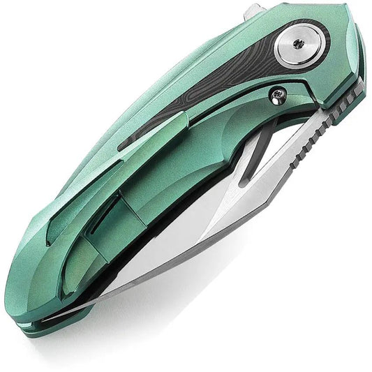 Bestech Knives Nuke Framelock Green Bohler M390 Satin Blade 4 Inch Closed EDC Knife For Enthusiasts by Bestech Knives