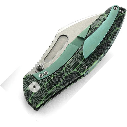 Bestech Knives Lockness Framelock M390 Titanium Frame EDC Knife Black Green G10 Pocket Clip Premium by Bestech Knives