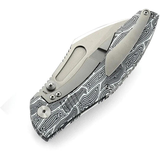 Bestech Knives Lockness Framelock Black White G10 Handle M390 Stonewash Blade Titanium Frame EDC by Bestech Knives