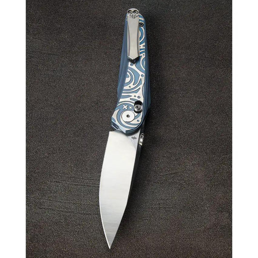 Bestech Mothus Bar Lock Knife BT2206A Blue Titanium Handle 3.5in Satin M390 Blade EDC With Pocket Clip by Bestech Knives