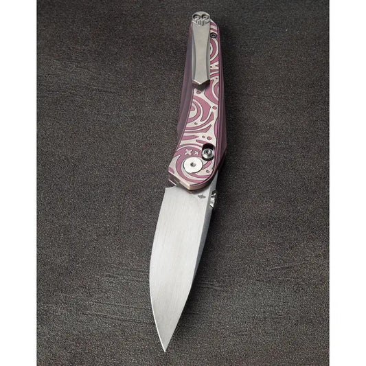 Bestech Mothus Bar Lock Pink Folding Knife Bohler M390 Blade Titanium Handle EDC Premium by Bestech Knives