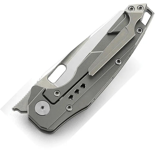 Bestech Nyxie Framelock Titanium Premium EDC Knife With S35VN Steel Stonewash Satin Gray Handle by Bestech Knives
