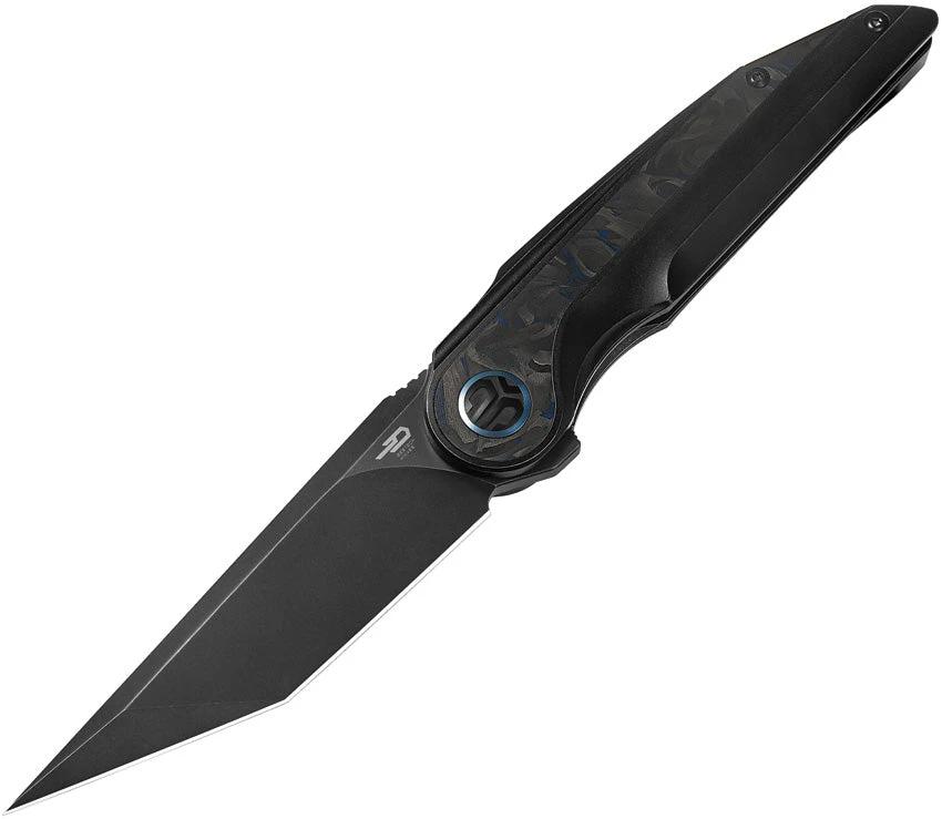 Bestech Knives Blind Fury Framelock Premium EDC Knife M390 Tanto Titanium Handle With Blue Marble Carbon Fiber Inlay by Bestech Knives