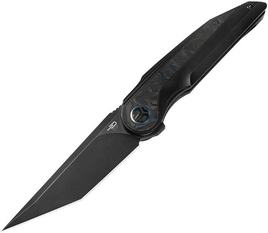 Bestech Knives Blind Fury Framelock Premium EDC Knife M390 Tanto Titanium Handle With Blue Marble Carbon Fiber Inlay by Bestech Knives