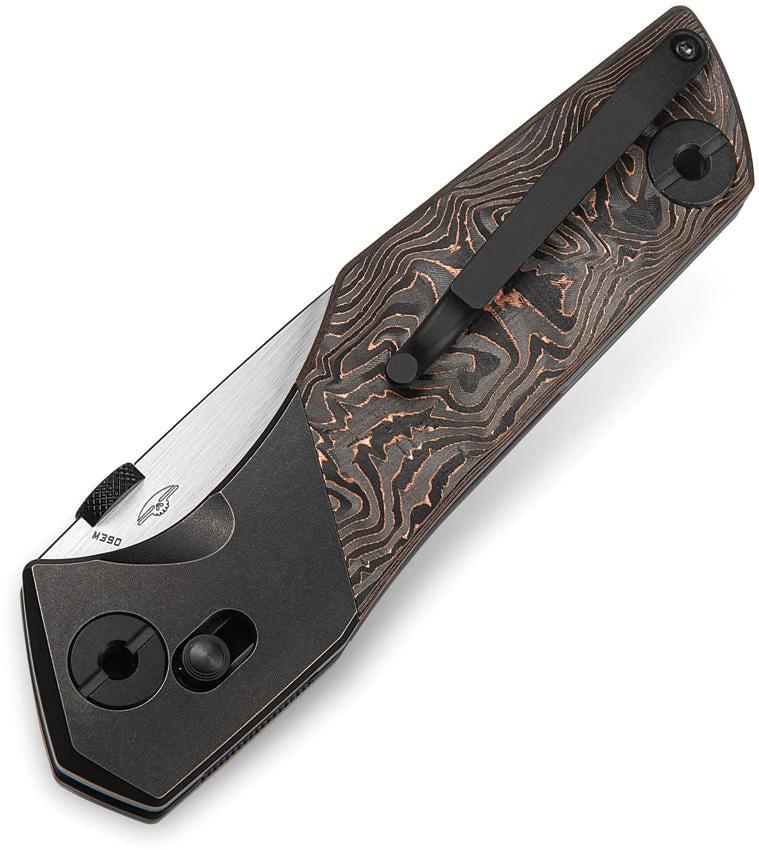 Premium Bestech Knives Cetus Bar Lock Copper Foil Carbon Fiber Handle EDC Knife With M390 Tanto Blade And Pocket Clip by Bestech Knives