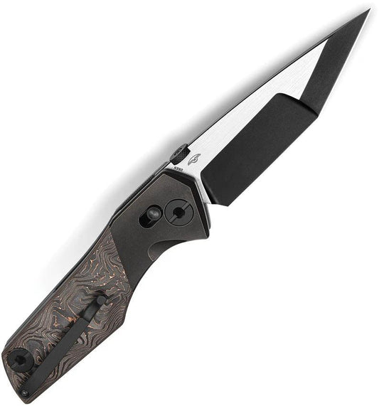 Premium Bestech Knives Cetus Bar Lock Copper Foil Carbon Fiber Handle EDC Knife With M390 Tanto Blade And Pocket Clip by Bestech Knives