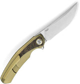 Bestech Knives Sambac Framelock MCut BT2402A EDC Knife With Gold Titanium Handle And Dark Matter CF Inlay by Bestech Knives