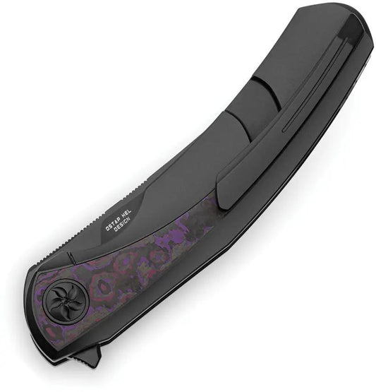Bestech Knives Sambac Framelock MCut EDC Knife BT2402B With Black Titanium Handle And Purple Haze Carbon Fiber Inlay by Bestech Knives