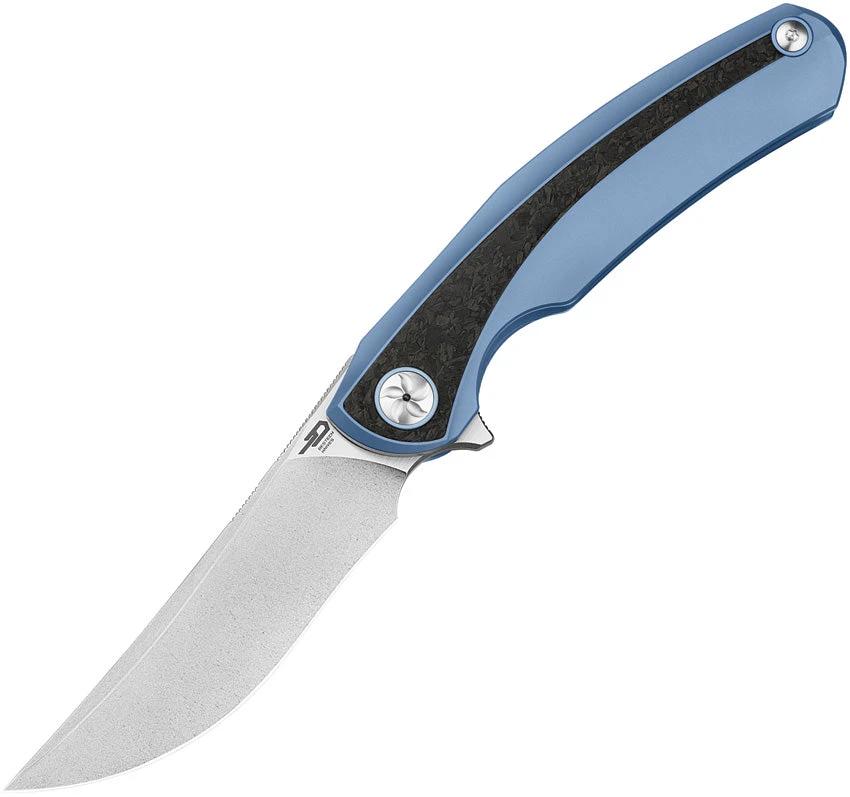 Bestech Sambac Framelock MCut BT2402D EDC Premium Knife With Blue Titanium Handle And Twill Carbon Fiber Inlay by Bestech Knives