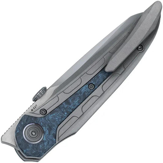 Bestech Knives Prydwen Framelock MCut Bead Blast Titanium Handle With Blue Marble Carbon Fiber Inlay EDC by Bestech Knives