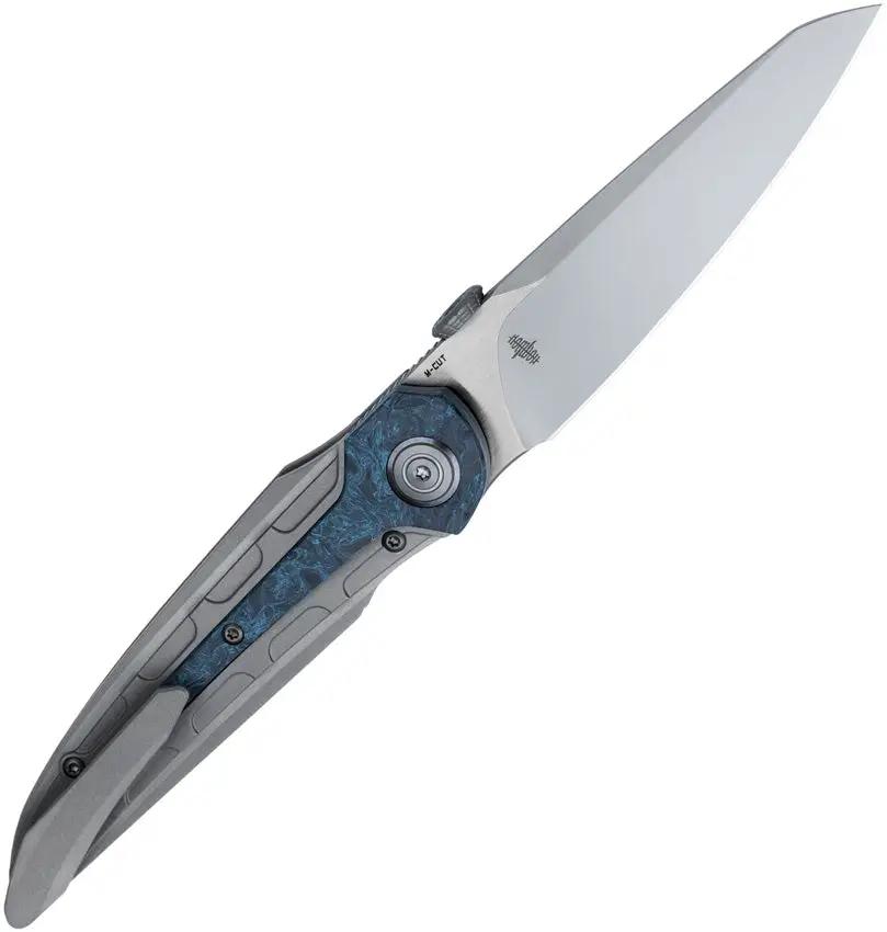 Bestech Knives Prydwen Framelock MCut Bead Blast Titanium Handle With Blue Marble Carbon Fiber Inlay EDC by Bestech Knives