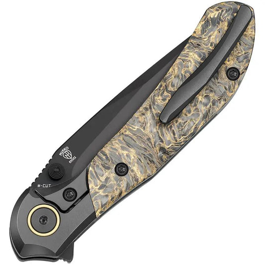 Bestech Knives Constellation Framelock M Cut Knife Titanium Handle Dark Matter Gold Carbon Fiber Inlay PVD Blade EDC by Bestech Knives