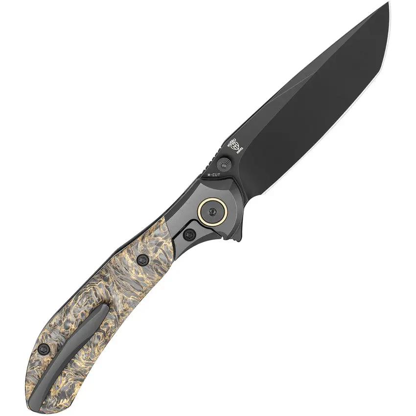 Bestech Knives Constellation Framelock M Cut Knife Titanium Handle Dark Matter Gold Carbon Fiber Inlay PVD Blade EDC by Bestech Knives