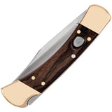 Buck Auto 110 Lockback Knife Outdoorsmen Ebony Wood Handle Brass Bolsters Automatic Opening Satin 420HC Blade Sheath by Buck