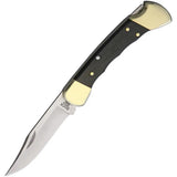 Buck Hunter Lockback 2538 Knife Premium 420HC Clip Point Ebony Handle Brass Bolsters for Hunters by Buck