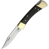 Buck Hunter Lockback 9210 Knife With Ebony Handle, 420HC Blade, Brass Bolsters, Outdoor Leather Sheath, 4.88 Inch Closed by Buck