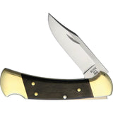 Buck Ranger Lockback 2632 Knife 420HC Clip Blade Ebony Dymondwood Handles Brass Bolsters Leather Sheath Outdoor by Buck