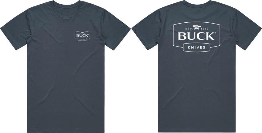 Buck Logo T-Shirt Petro Blue Lg 13879 by Buck