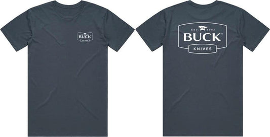 Buck Logo T-Shirt Petro Blue Lg 13879 by Buck