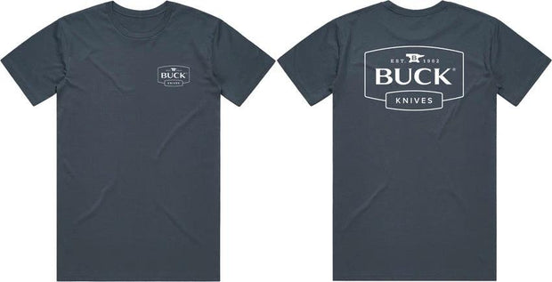 Buck Logo T-Shirt Petro Blue Lg 13879 by Buck