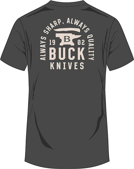 Buck Stacked Badge T-Shirt Gray LG 14292 by Buck