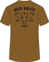 Buck Skull Graphic T Shirt 2XL Coyote Brown Back And Front Left Logo For Hunters by Buck