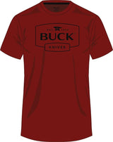 Buck Logo T Shirt Dark Red Large Size Front And Back Classic Buck Logo For Buck Fans Bulk Pack by Buck