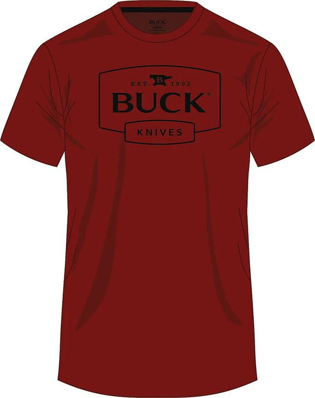 Buck Logo T Shirt Dark Red 2XL Bold Bulk Pack For Buck Fans With Front Left Chest And Back Logo by Buck